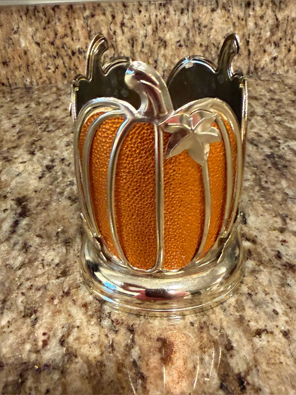 Bath & Body Works BBW Fall Orange Pumpkin Metal Foam Soap Autumn Holder